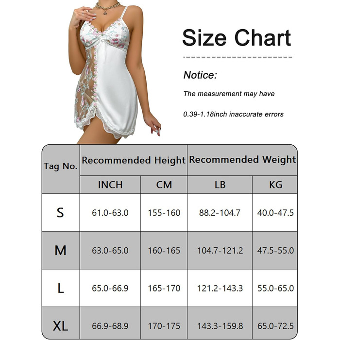 Нічна сорочка-бабідол для жінок Panegy з вирізами та мереживом, білий, розмір L