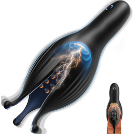 Масажер для чоловіків, стимулятор головки пеніса, іграшка для сексуального задоволення, 10 режимів, вібруючий масажер для соло та парного використання (темно-сірий)