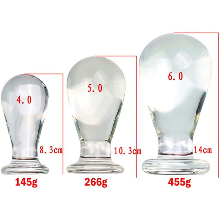 Сет анальних пробок ScreaAss з скла, 3 шт. (4/5/6 см), для жінок та чоловіків, анальні намиста, стимулятор G-точки, прозорий набір