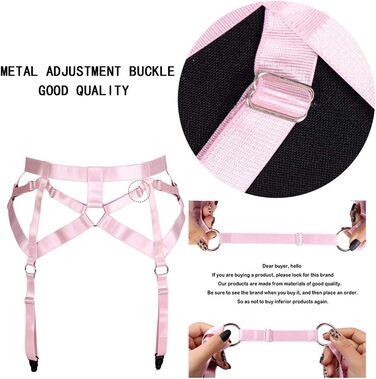 Жіночий пояс-петля з 4 кліпсами, пояс-стрінг, шкарпетки в стилі Харадзюку, універсальний розмір, рожевий