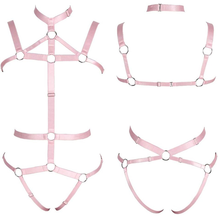 Жіночий комплект корсет, стрінги та ремінь для карнавалу, фотосесій та танців. Стиль: панк, готика, рожевий