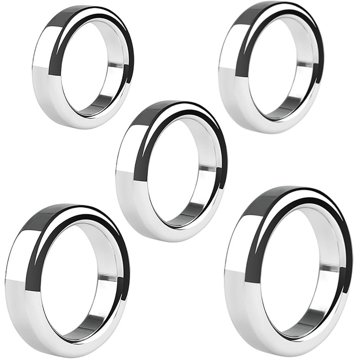 Набір з 3 шт. металевих обручів для яєчок (5 розмірів) – металеві обручі для пеніса, розтягувачі яєчок, обважнювачі мошонки, бондж, секс-іграшки для чоловіків, срібло