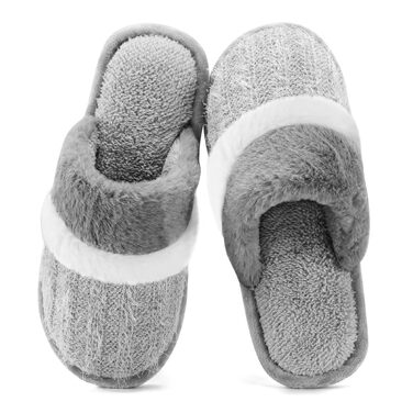 Зимові домашні капці GOEWY для жінок та чоловіків з ефектом пам'яті (Memory Foam), теплі та протиковзкі тапочки-шлепанці, світло-сірі, розмір 40/41 EU