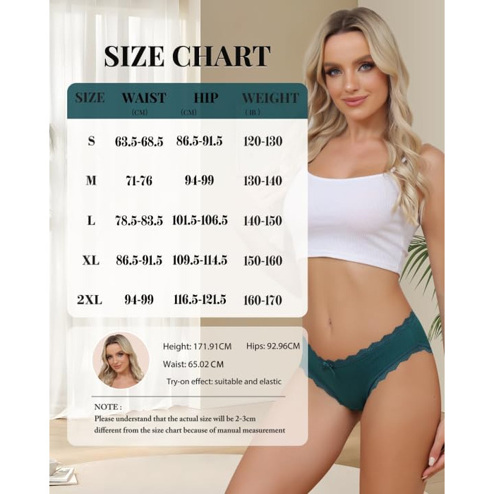 Сліпекс жіночі труси Levao 6 шт. бавовна мереживо дихаючі, комплект трусиків для жінок, S-XXL, 6 кольорів