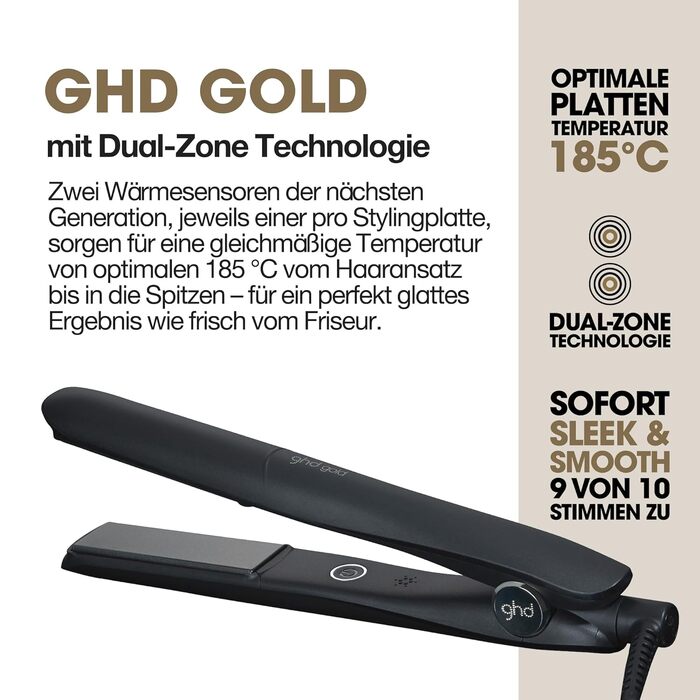 Випрямляч для волосся ghd gold Glätteisen: багатофункціональний стайлер для гладкого та шовковистого ефекту Anti-Frizz, чорний