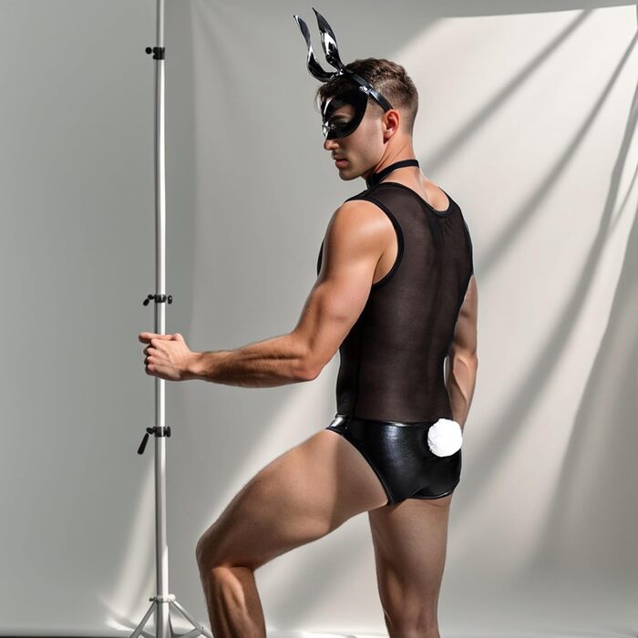 Костюм косплей Кролик для чоловіків, чорний, універсальний розмір. Набір спідньої білизни, ролеві ігри, клубний костюм