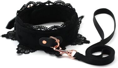 Чокер з мережива та шкіряний нашийник для жінок SMspade (чорний)