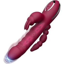 Вібратор-дилда JFRong 3-в-1 для жінок: стимуляція G-точки, клітора та анусу. 10 режимів вібрації та телескопічна конструкція. Інтимні іграшки для дорослих