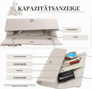 Вечірній клатч EVEOUT із сатину та кристалів для жінок — Сумка на плече для весіль та урочистостей (Колір: абрикосова квітка)