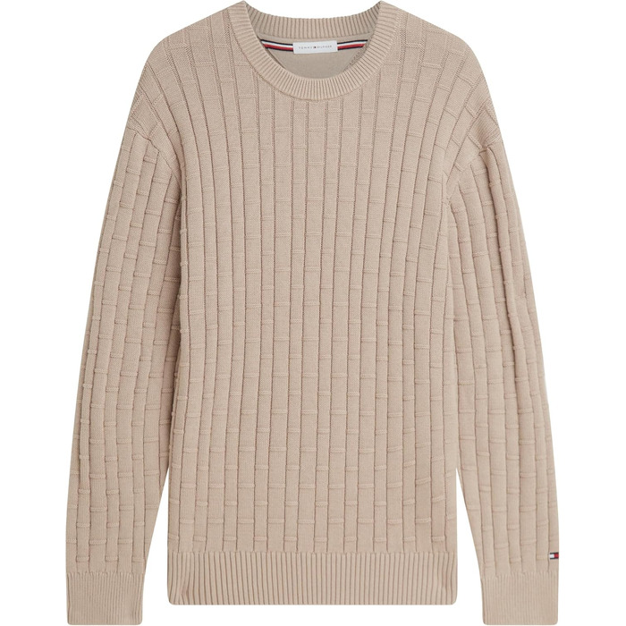 Чоловічий в'язаний джемпер Tommy Hilfiger Mock Cable Crew Neck бежевого кольору (Batique Khaki), розмір XL