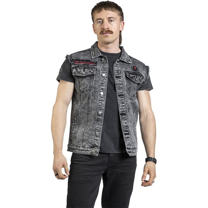 Чоловічий жилет Rock Rebel by EMP чорного кольору з ефектом Acid-Wash, розмір S