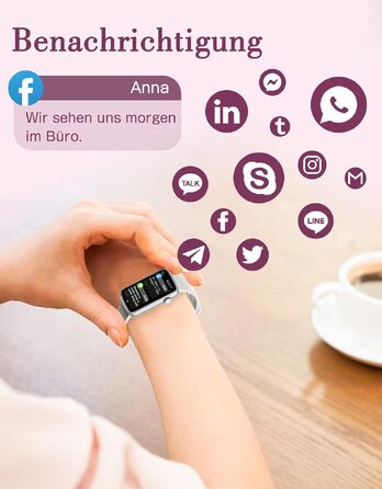 Смарт-годинник жіночий 1.47'' Fitness Tracker з моніторингом серця, SpO2, сну та циклу менструації, підтримка дзвінків та повідомлень WhatsApp, для Android та iOS (Сірий)