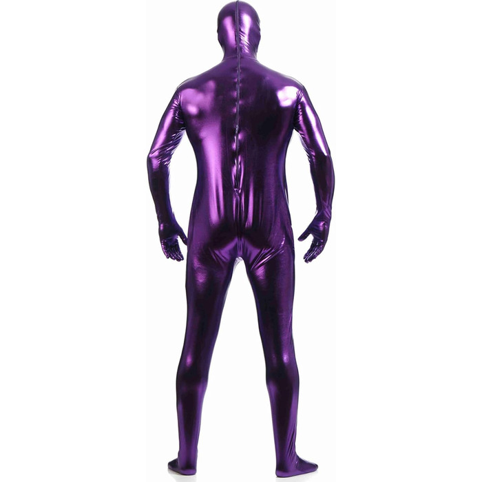 Чоловічий латексний комбінезон-кальсони з блискавкою для клубу, Хелловін, сцени (фіолетовий, XXL)