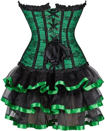 Сукня-корсет з мереживом, зелена, для свята та Хелловіну (XXS)