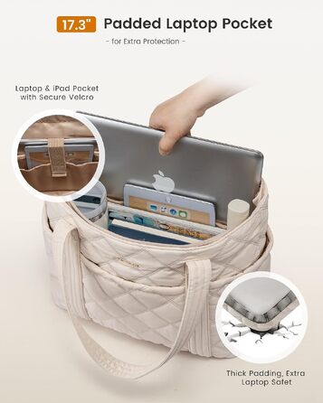 Жіноча сумка-шопер LOVEVOOK великого розміру, м'яка дута сумка Tote Bag для ноутбука 17.3