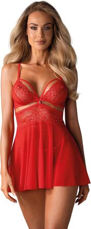 Сексуальна жіноча нічна сукня-комбінезон Selente Love & Fun, комплект з мереживом, тангі та маскою для очей, червоний, L-XL, Made in EU