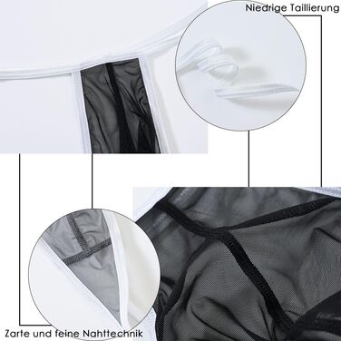 Сексуальна чоловіча білизна BIATWOWR: прозорі труси G-String, дихаюча тканина, м'якість, темно-сірий/чорний, XXL