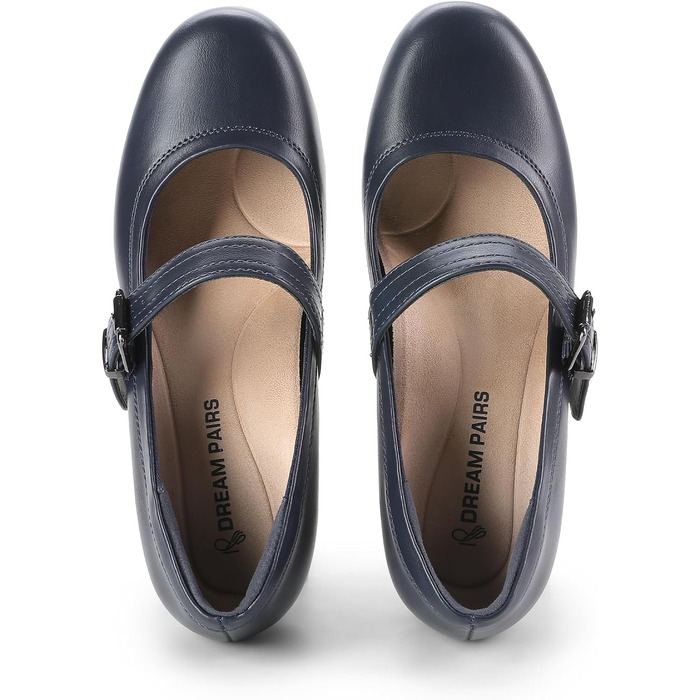 Жіночі туфлі Mary Jane DREAM PAIRS на масивному високому каблуці, темно-сині, розмір 37 EU