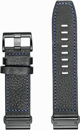 Шкіряний ремінець для годинників Garmin 22мм — Retro Vintage (чорний з чорною прошивкою) для Fenix, Forerunner, Vivoactive, Approach, MARQ, Quatix, D2