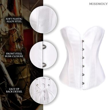 Корсет Miss Moly для жінок з атласу, Burlesque, модельний, Overbust, топ, білий