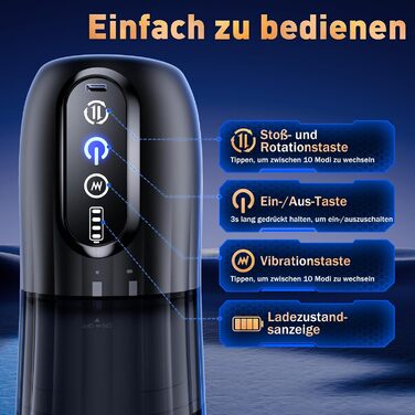 Електричний секс-іграшка PRONFANS для чоловіків: мастурбатор, вібрація, ротаційний механізм, 10 функцій, пеніс-насос, Blowjob