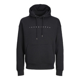 Чоловічий худі Jack & Jones JJESTAR JJ Sweat Hood — розслаблена посадка (Relaxed Fit), чорний, розмір 3XL