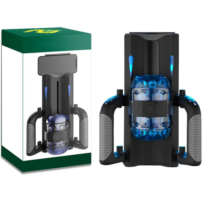 Електричний мастурбатор з подвійним руків'ям для чоловіків – реалістична вагіна, чорний колір