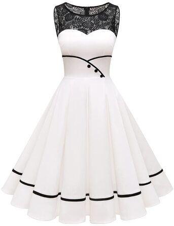 Сукня коктейльна Bbonlinedress Rockabilly мереживна 50-ті вінтаж, складки, без рукавів, круглий виріз (XS, Айворі)