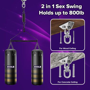 Гойдалка для дорослих 360° для пар: BDSM комплект для секс-ігор, ремені фіксації, чорний колір