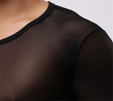 Чоловіча прозора футболка з мережива, сексуальна нижня білизна, чорна. Ідеальна для дому та вечірок.