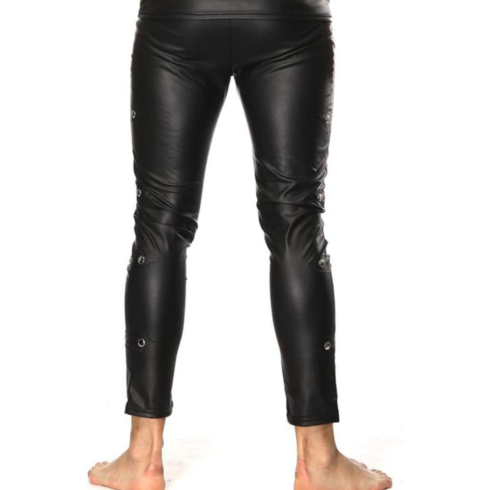 Чоловічі шкіряні штани Lederhosen Slim Fit, чорні - для костюмів та косплею