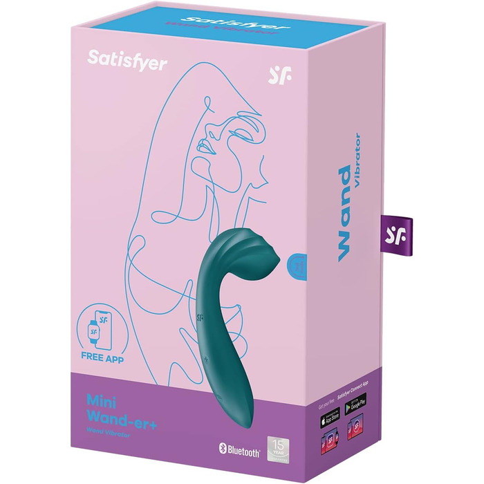 Vibrator Satisfyer Mini Wand-er Connect App: Масажер для тіла з Bluetooth та App-керуванням, водонепроникний (IPX7), для стимуляції G-точки та клітора, для жінок (Турквіс)