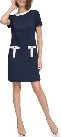 Сукня Tommy Hilfiger жіноча з креп-шифону, логотип, емаль, ґудзики, кишені, колір Sky Captain/Ivory