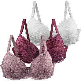 CSKJ Набір з 3 бюстгальтерів для великих грудей: спортивні, мереживні, без кісточок, з підтримкою, push-up, для йоги та повсякденного носіння, 85C
