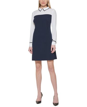 Сукня міні Tommy Hilfiger жіноча з довгим рукавом та коміром, колір 