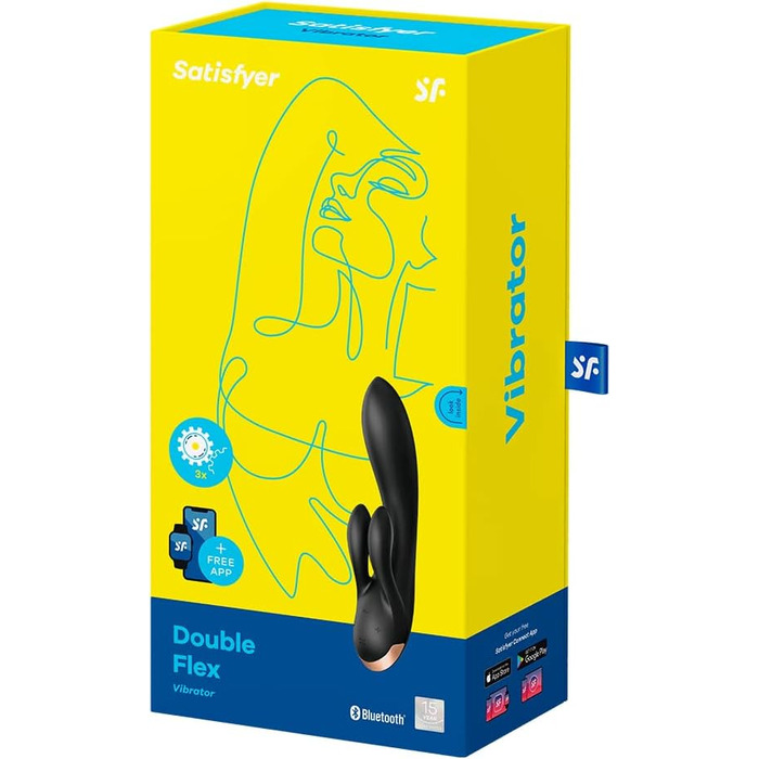 Satisfyer Double Flex Connect: вібратор-зайчик з Bluetooth-керуванням | Для жінок | Водостійкий (IPX7) | Силікон преміум-якість | Інтимні іграшки | Перезаряджається