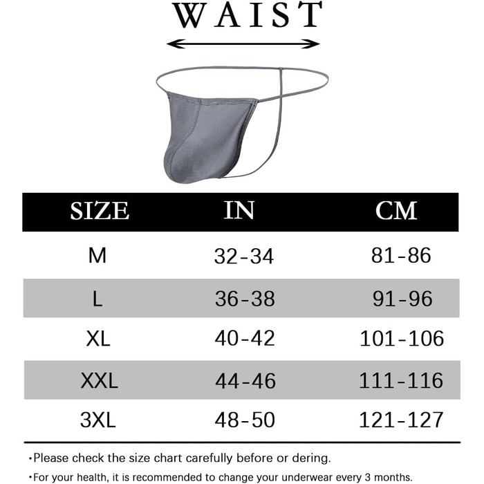 Танга чоловічі BIATWOWR з великою кишенею, шовкові, дихаючі, безшовні, сексуальні труси, чорно-темно-сірі, XL