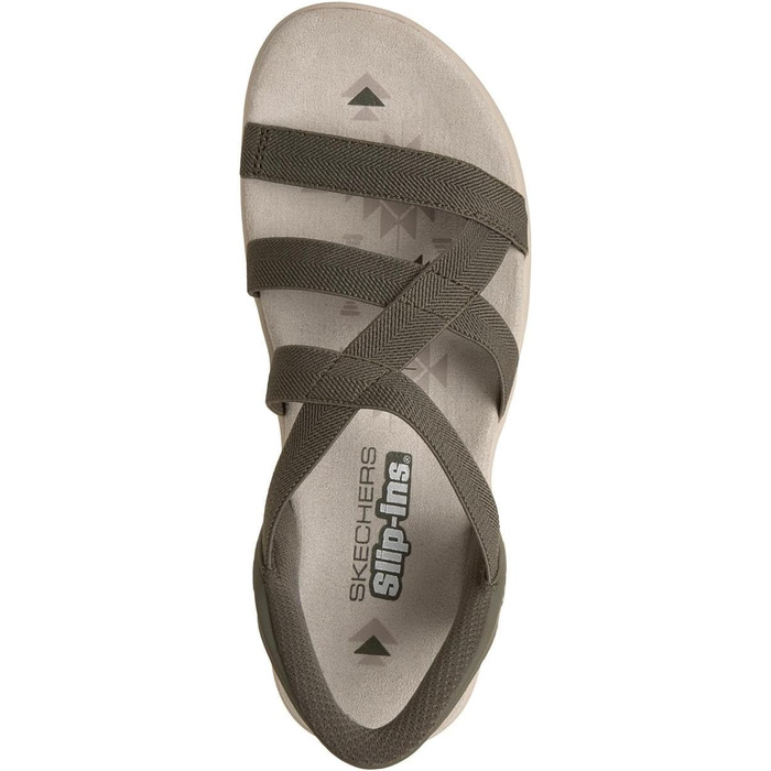 Жіночі сандалії Skechers Reggae Slim Stretch Flex Hands Free Slip-Ins, оливковий в'язаний текстиль, розмір 35 EU