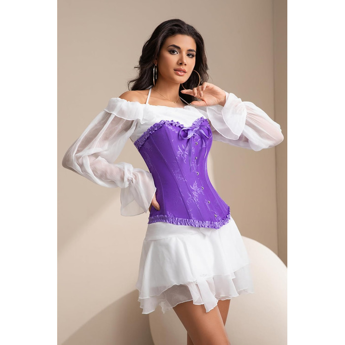 Корсет Vrapo для жінок - бюстгальтер-корсет, корсаж з шнурівкою, талія, спідня білизна (S, фіолетовий)