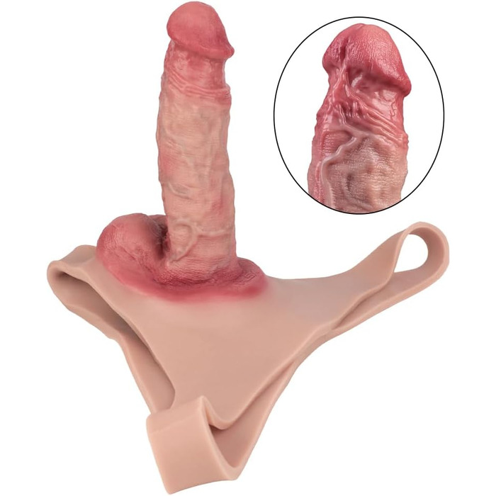 Силіконовий реалістичний пеніс-чохол з імітацією вен та яєчок, 18 см. Чохол для збільшення та подовження пеніса. Для чоловіків.