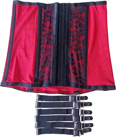 Корсет з високою талією Daen, металева застібка, знімний мереживо, спідня білизна, 6 рядок, стрінг, червоний, однотонний (Getaway Solids), 3XL