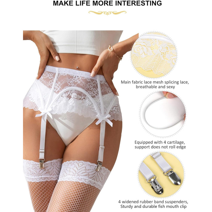 Спідниця-стрінг з мереживом Ohyeahlady для жінок, великі розміри XS-4XL, білий