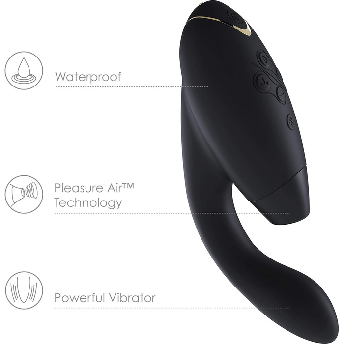 Вібратор Womanizer InsideOut для жінок - стимулятор клітора з функцією імпульсу, Rabbit, 12 рівнів інтенсивності, чорний/золотий