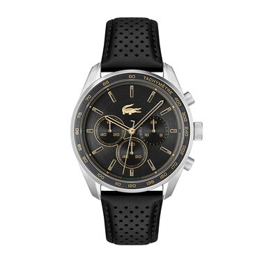 Чоловічий годинник Lacoste Chronograph Quartz колекції Boston зі шкіряним ремінцем (Black, Leather)