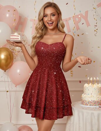 Сукня вечірня бальна для підлітків Meetjen, на бретелях, коктейльна, V-подібний виріз, A-силует, сукня для випускного (XXL, Бордовий)