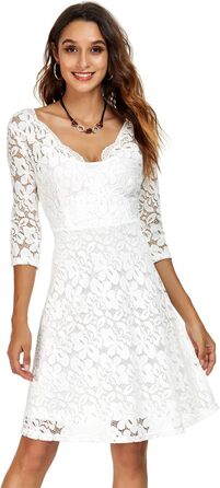 Сукня Atnlewhi жіноча вінтажна з мереживом, квітковий дизайн, без бретелек, елегантна, трапецієподібна, міні, для вечірки, коктейлю, весілля, білий, розмір M