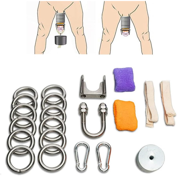 Набір металевих ходових кілець (бол-стретчер) для чоловіків: 12 кілець, прикраса-мішечок, важкі, екстремальні. Іграшки для дорослих