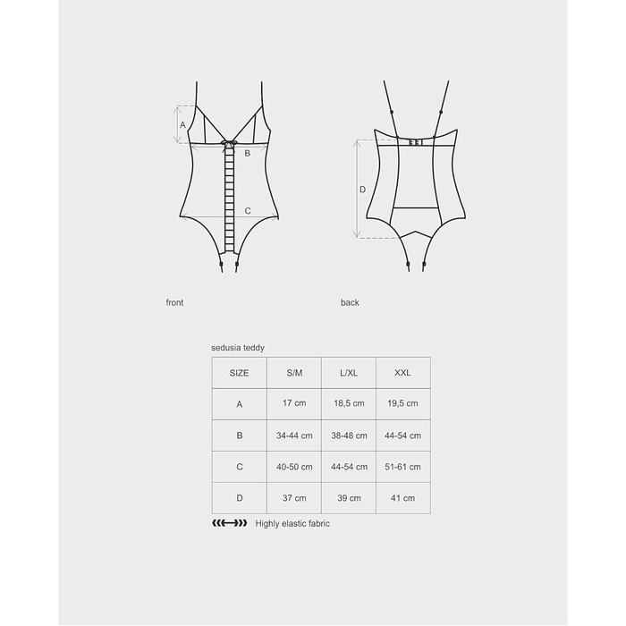 Корсет-боді Obsessive Zarter з витонченою мереживом та шнуванням, чорний (XXL), подарункова коробка