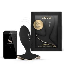 Вібруючий анальний plug LELO Surfer 2 для жінок та чоловіків, набір з 6 режимами стимуляції, чорний