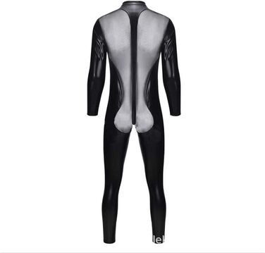 Комбінезон з латексу для чоловіків MIAOXIAO, мокрий ефект, повний костюм, боді, L